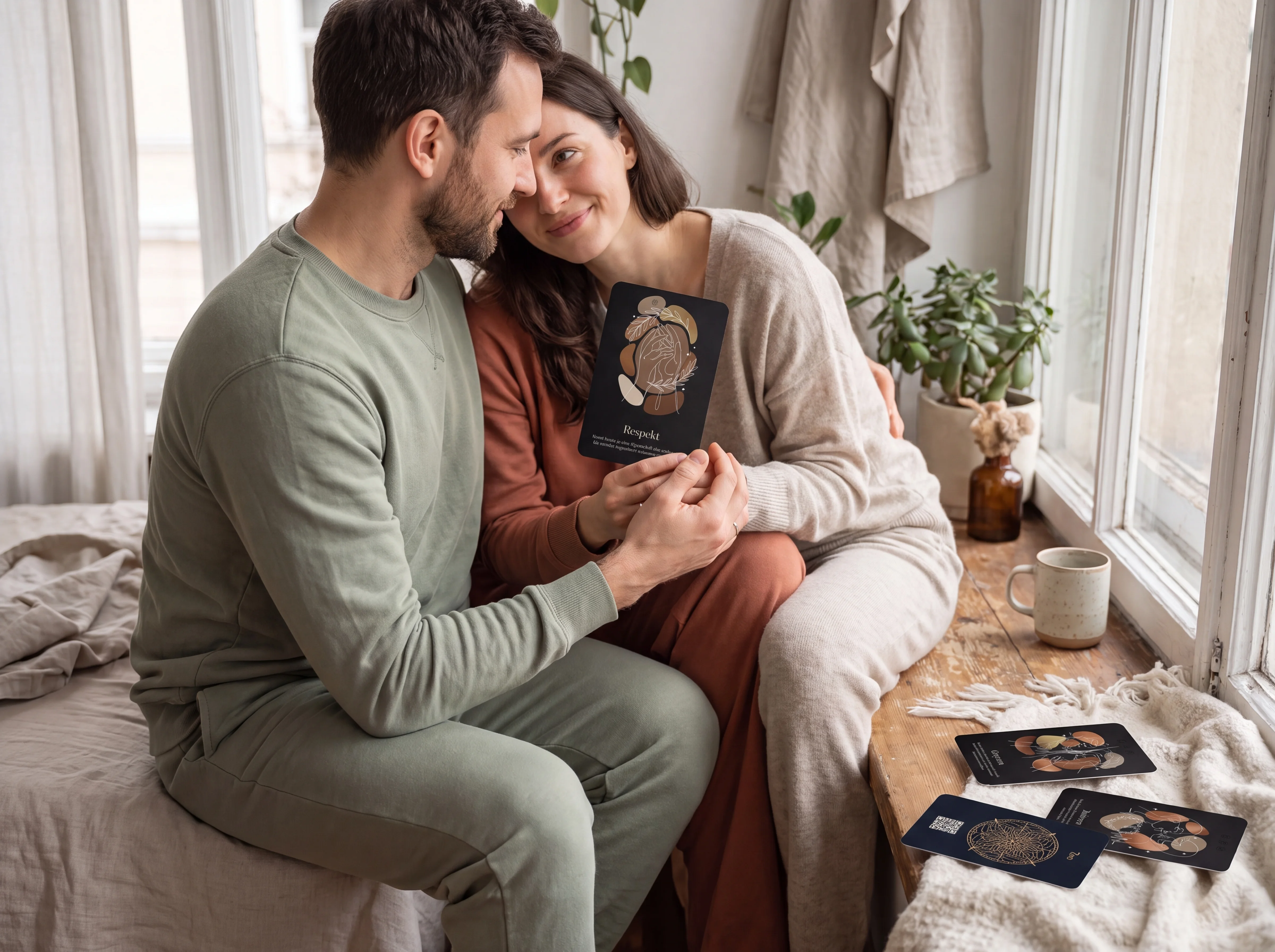 Coppia che chiacchiera davanti al caffè del mattino