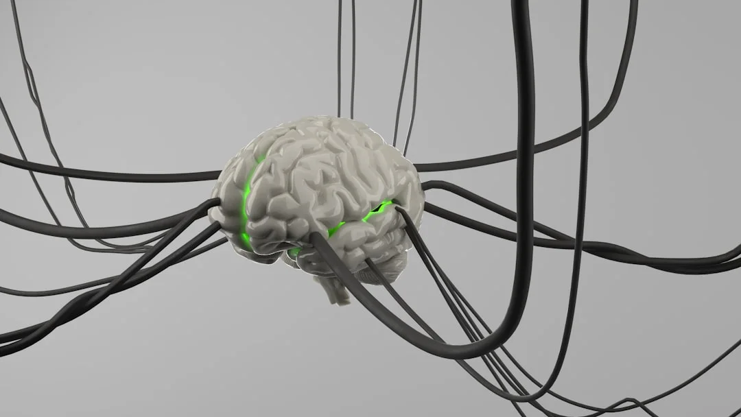 Représentation abstraite des réseaux neuronaux et des connexions dans le cerveau comme symbole de la neuroplasticité