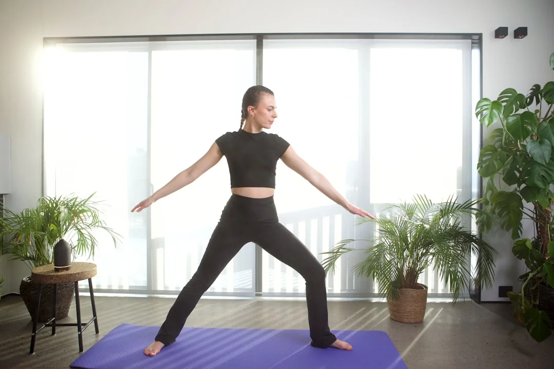 Person with mindful body movement and body awareness exercise