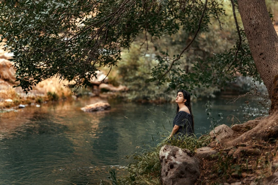 Woman breathing calmly in nature