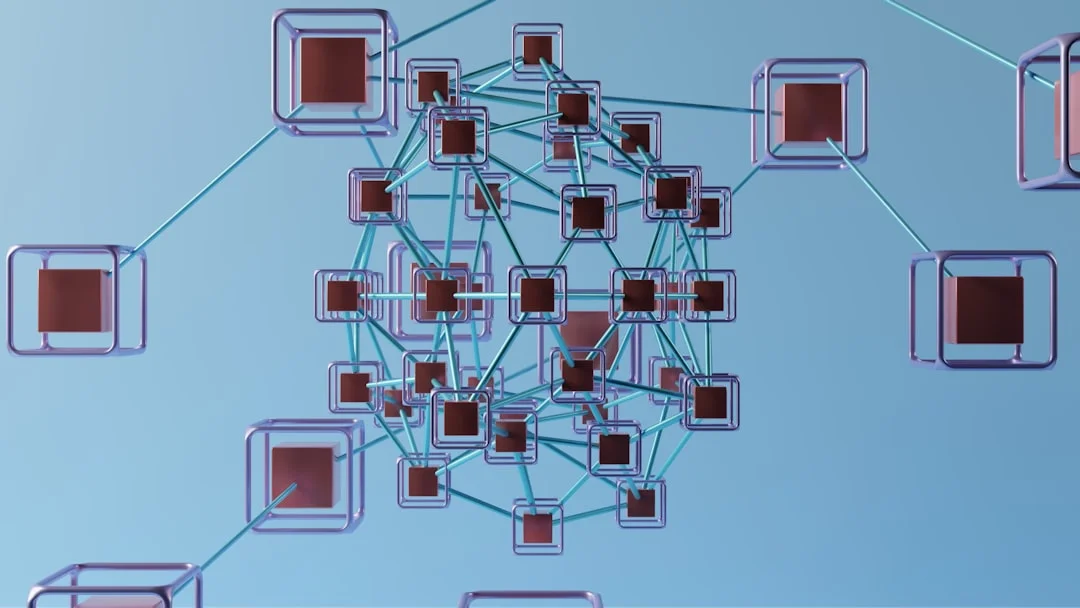 Abstract network diagram with active and inactive connection nodes